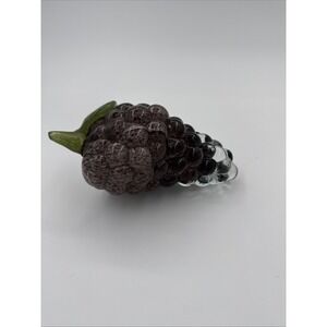 Vintage Purple & Green Hand Blown Grape Cluster MCM Murano Style